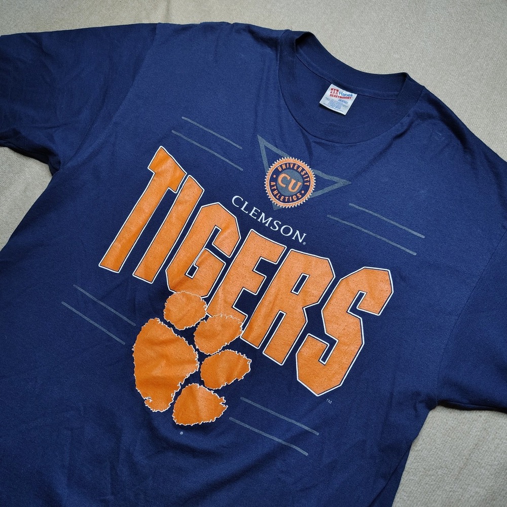 Clemson Tigers Paw Print T Shirt University Athletics Mens XL Hanes Heavyweight
